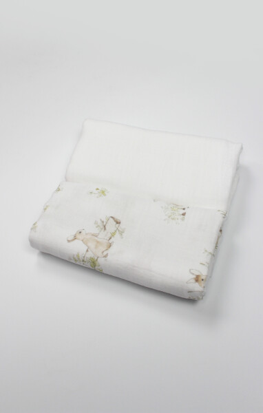 Bistyle 2li Müslin Battaniye Family Rabbit Kutulu 70144 75x75cm Beyaz - 2