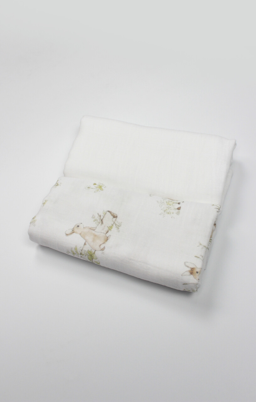 Bistyle 2li Müslin Battaniye Family Rabbit Kutulu 70144 75x75cm Beyaz - 2