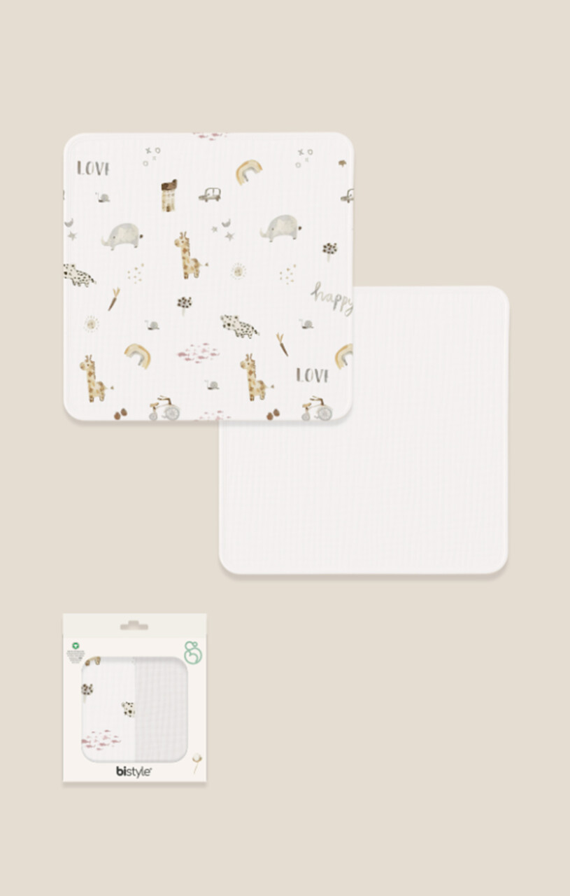 Bistyle 2li Müslin Battaniye In The Zoo Kutulu 70153 75x75cm Beyaz - 1