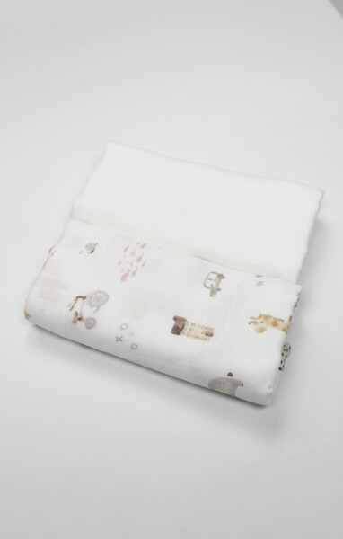 Bistyle 2li Müslin Battaniye In The Zoo Kutulu 70153 75x75cm Beyaz - 2