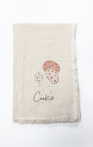 Bistyle Müslin Battaniye 100x200 Cookies Make Happy 70158 Ekru - Bistyle