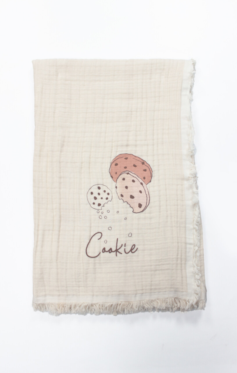 Bistyle Müslin Battaniye 100x200 Cookies Make Happy 70158 Ekru - 1