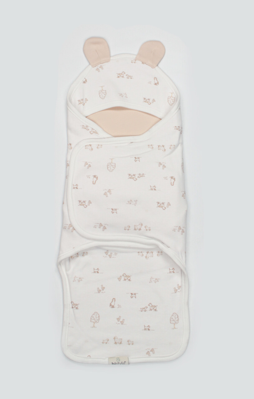 Bistyle Curly Lamb Bel Destekli Kundak 75111 Bej Mavi Ekru - 1