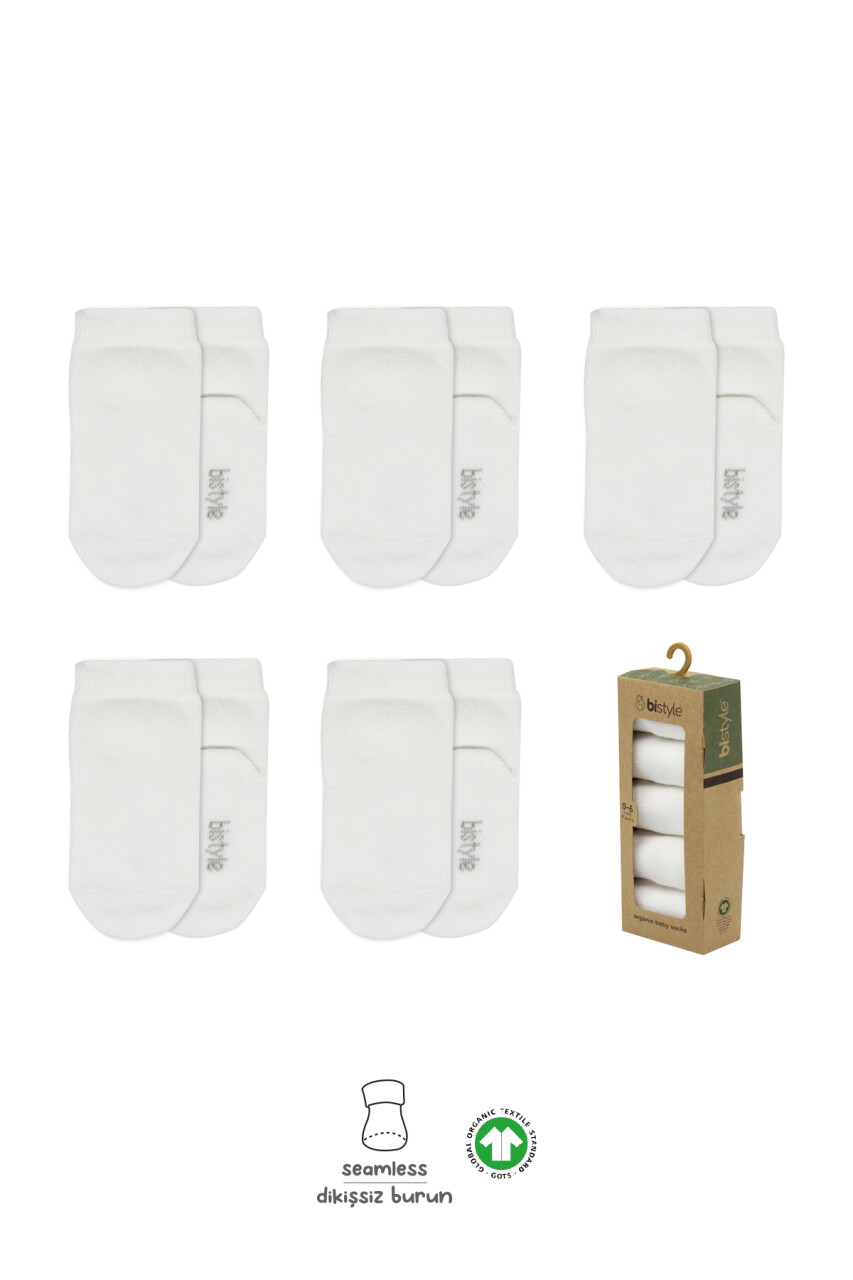 Bistyle 5'li Penye Soket Kutulu Basic Çorap 10131 Ekru - 1