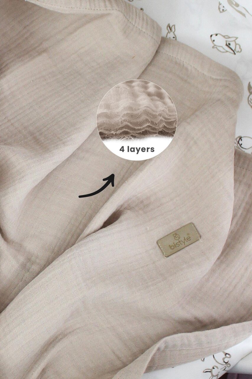 Bistyle Müslin Battaniye 120x120 Cm 70101 Bej - 3