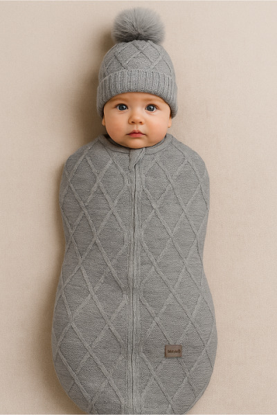 Bistyle Baby İn Swadding Triko Kundak 75108 Gri - 2