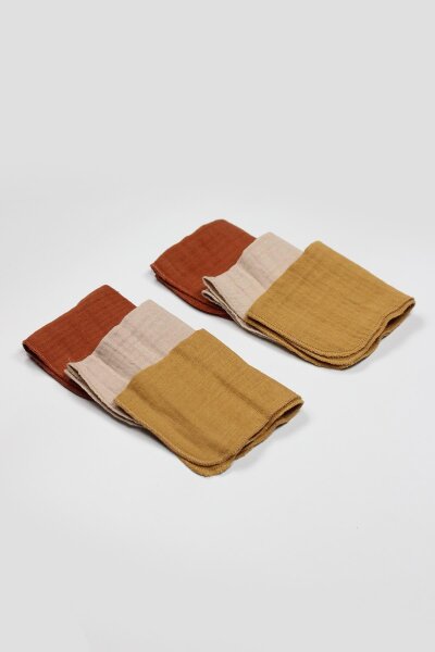 Bistyle 6'lı Müslin Mendil 20x20 cm 90106 Kiremit Bej Hardal - 2