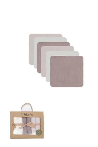 Bistyle 6'lı Müslin Mendil 20x20 cm 90106 Taş Ekru Antrasit - Bistyle