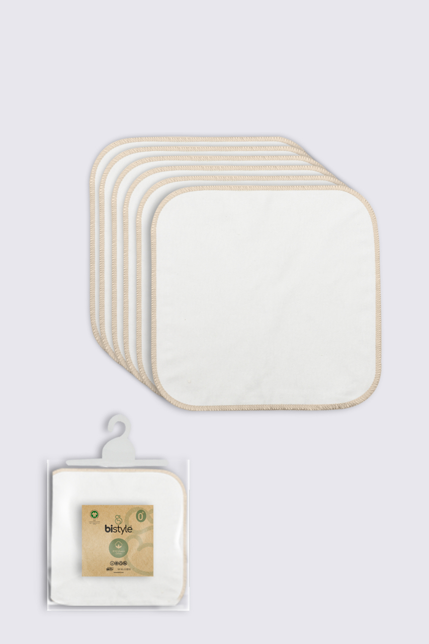 Bistyle Organik 28x28 6'Lı Penye Mendil 90103 Ekru - 1