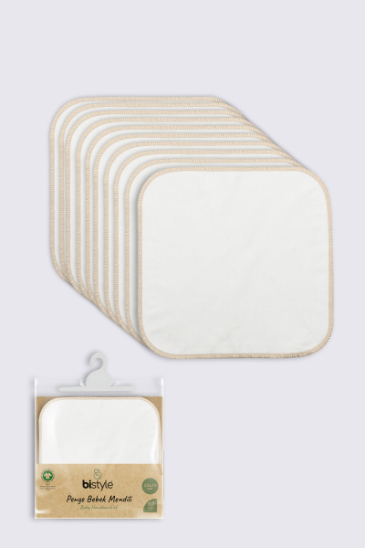 Bistyle Organik 20x20 10'Lu Penye Mendil 90102 Ekru - Bistyle