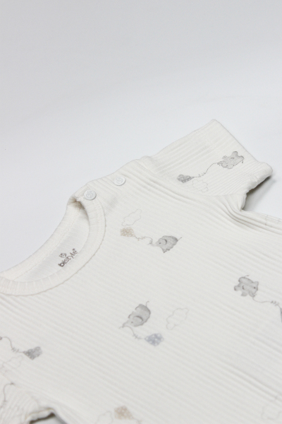 Bistyle Flying Elephant Yarım Kol 2'Li Body 17116 Ekru Gri - 2