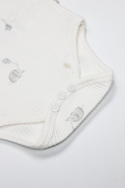 Bistyle Flying Elephant Yarım Kol 2'Li Body 17116 Ekru Gri - 4