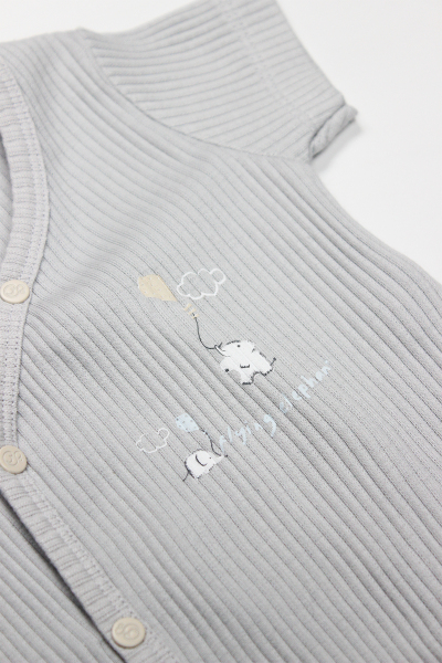 Bistyle Flying Elephant 2'li Yarım Kol Badi 17117 Ekru Gri - 4