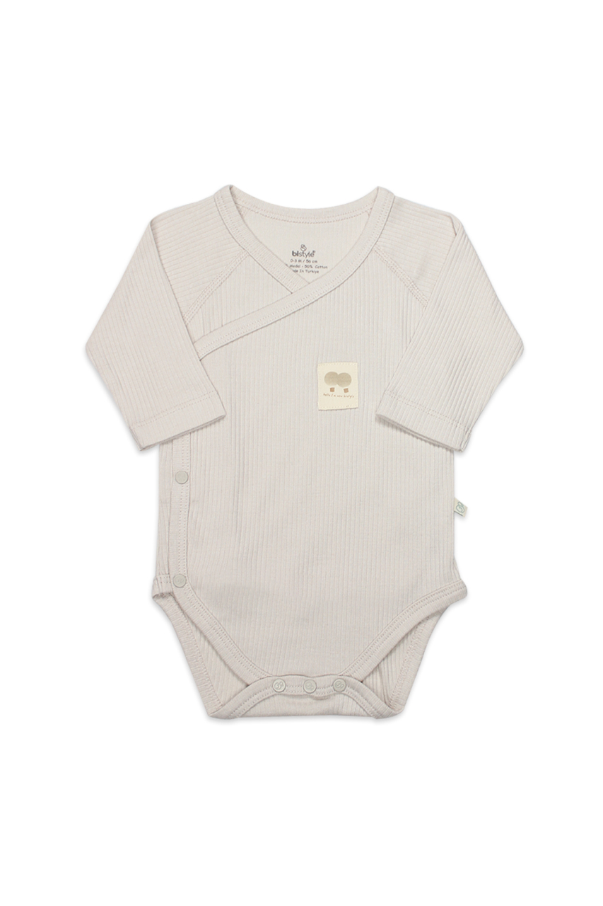 Bistyle Organic Modal Flying Balloons Kruvaze Uzun Kol Body BS17121 Bej - 1