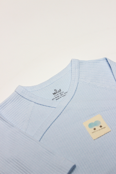 بدلة جسم طويلة الأكمام ملفوفة من قماش مودال عضوي من ماركة Bistyle، بتصميم بالونات طائرة، رقم الموديل BS17121، لون أزرق - 2