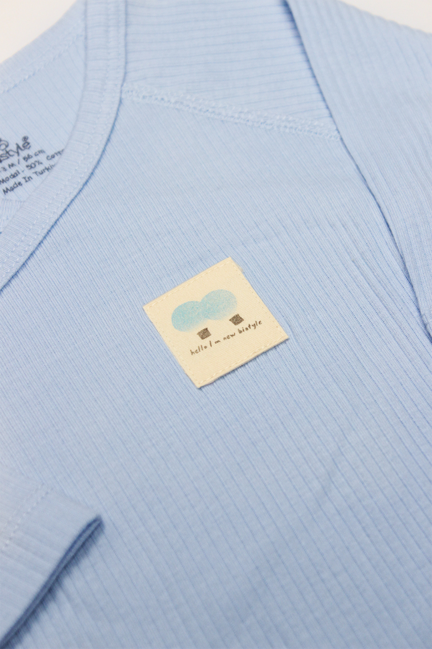 بدلة جسم طويلة الأكمام ملفوفة من قماش مودال عضوي من ماركة Bistyle، بتصميم بالونات طائرة، رقم الموديل BS17121، لون أزرق - 3