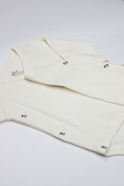 بدلة جسم طويلة الأكمام ملفوفة من قماش مودال عضوي من بايستايل، بتصميم بالونات طائرة، رقم الموديل BS17121، لون بيج فاتح - 2