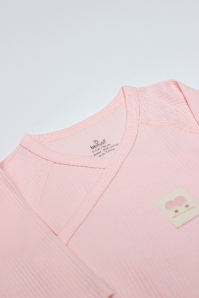 بدلة جسم طويلة الأكمام ملفوفة من قماش مودال عضوي من بايستايل، بتصميم بالونات طائرة، موديل BS17121، لون وردي - 3