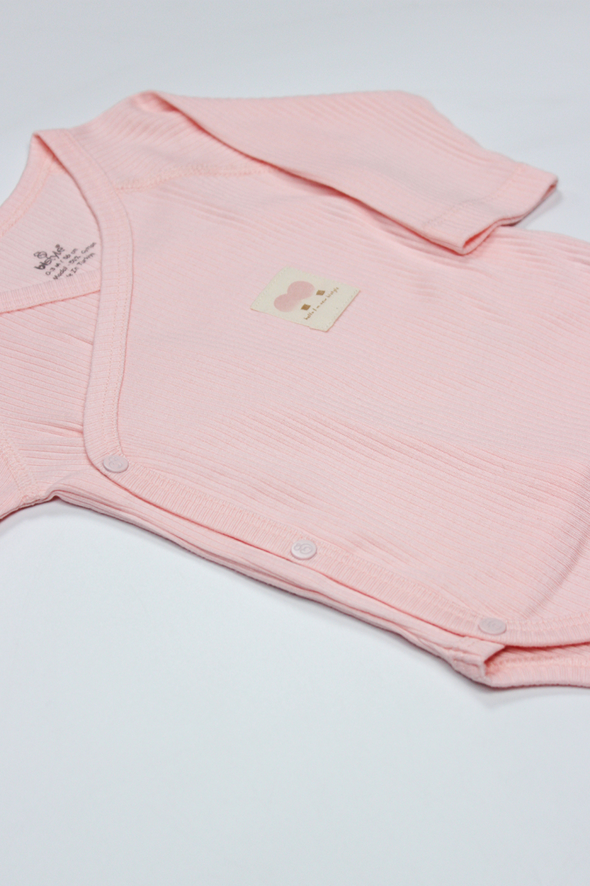 بدلة جسم طويلة الأكمام ملفوفة من قماش مودال عضوي من بايستايل، بتصميم بالونات طائرة، موديل BS17121، لون وردي - 4