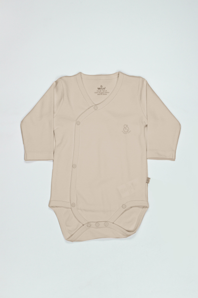 Bistyle Organik Natural Basic Style Kruvaze Uzun Kol Body BS17102 Bej - Bistyle