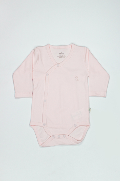 Bistyle Organik Natural Basic Style Kruvaze Uzun Kol Body BS17102 Pembe - Bistyle