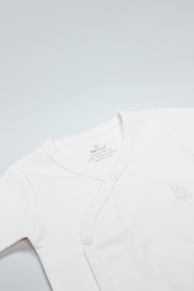 Bistyle Organik Natural Basic Style Kruvaze Yarım Kol Body BS17101 Beyaz - 2