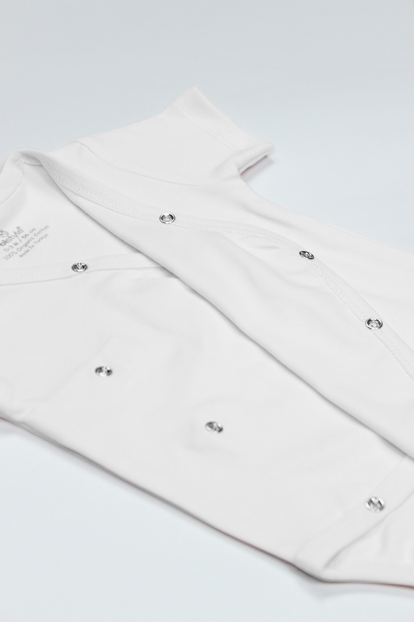 Bistyle Organik Natural Basic Style Kruvaze Yarım Kol Body BS17101 Beyaz - 4