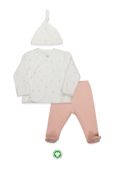 Bistyle Bloom White 3'Lü Zıbın Takım 13112 Ekru Gül Kurusu - Bistyle