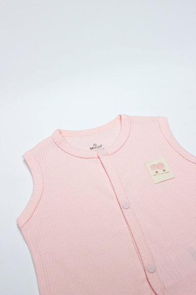 صدرية أطفال من قماش مودال بتصميم بالونات طائرة، موديل BS18110، لون وردي - 3