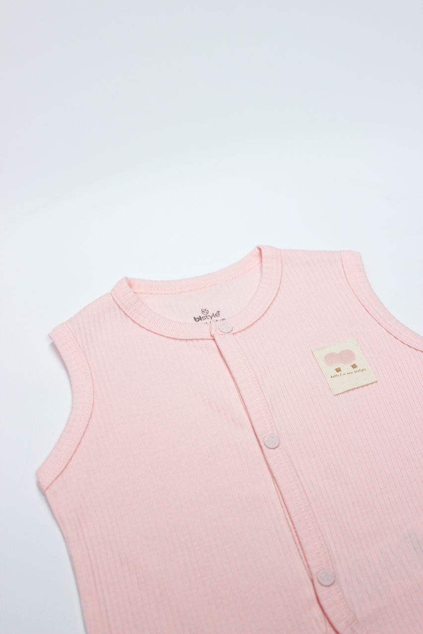 صدرية أطفال من قماش مودال بتصميم بالونات طائرة، موديل BS18110، لون وردي - 3