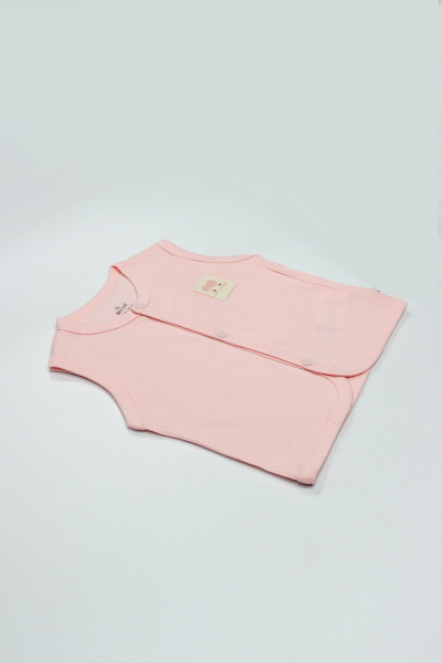 صدرية أطفال من قماش مودال بتصميم بالونات طائرة، موديل BS18110، لون وردي - 4