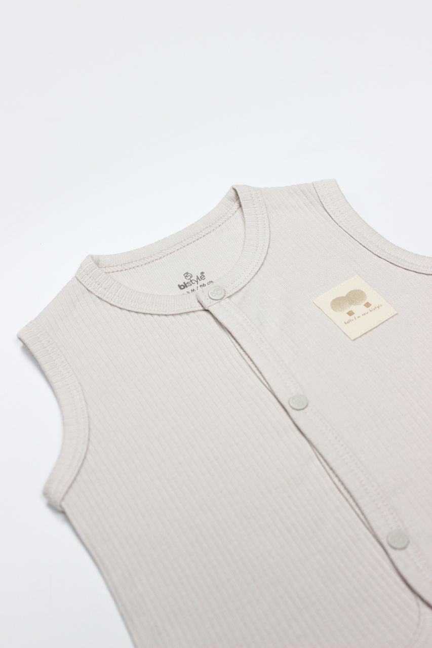 صدرية أطفال من قماش مودال ثنائي النمط بتصميم بالونات طائرة، موديل BS18110، لون بيج - 3