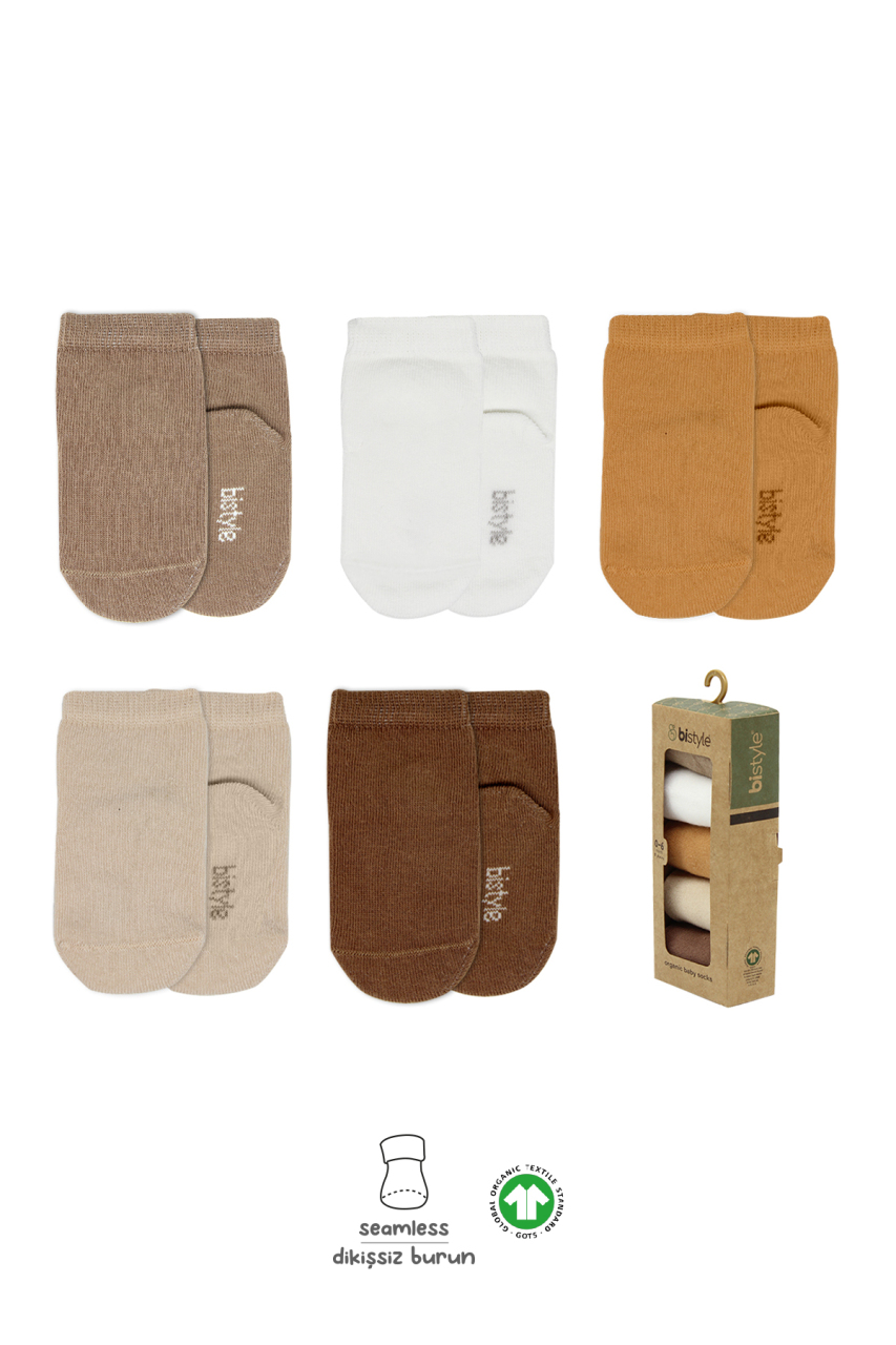 Bistyle 5'li Penye Soket Kutulu Basic Çorap 10131 Bej - 1