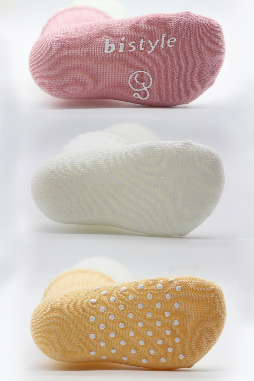 Bistyle Basic Kaymaz Penye Soket Çorap 3'Lü BS10106 Pudra Ekru Somon - 3