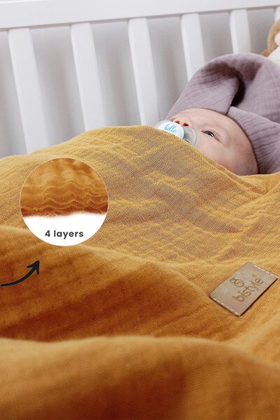 Bistyle Müslin Battaniye 120x120 Cm 70101 Hardal - 3