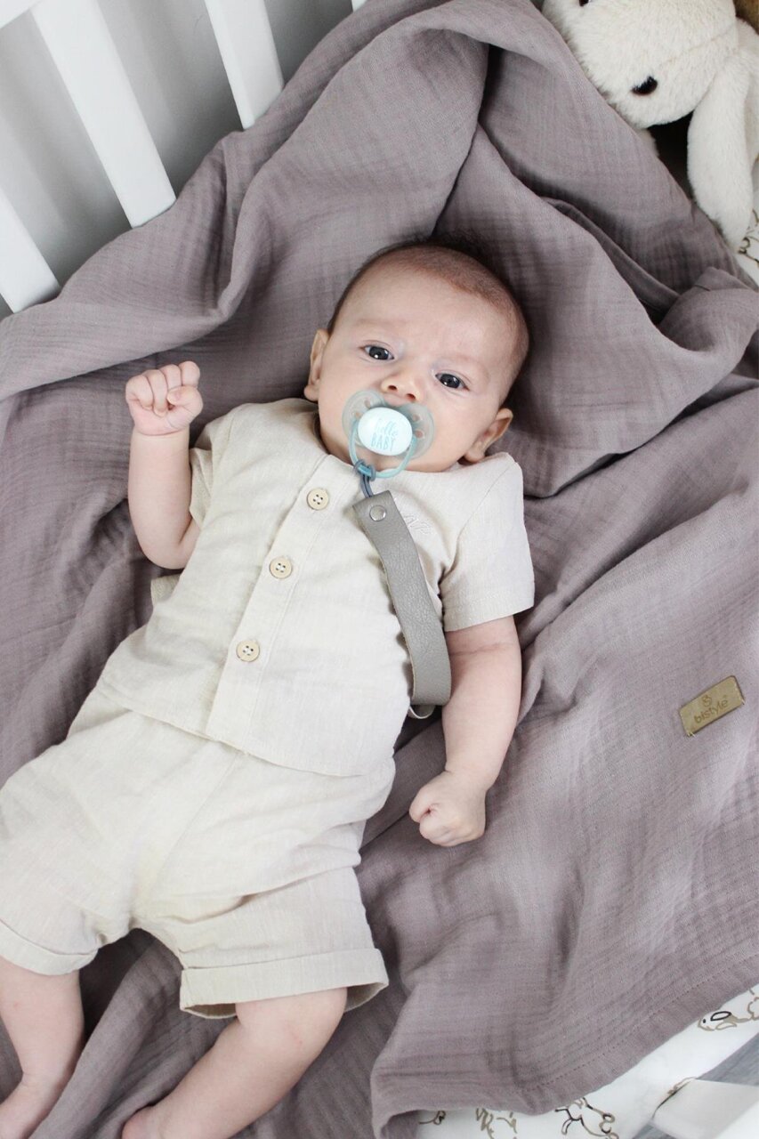 بطانية موسلين ثنائية الطبقات 120×120 سم 70101 أنثراسيت - 2