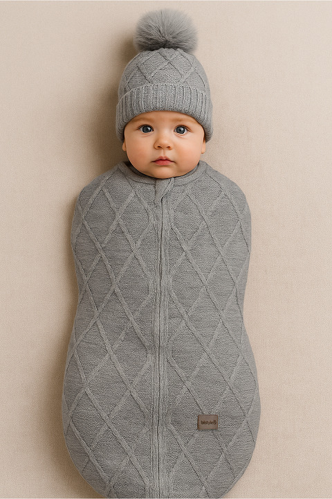 Bistyle Baby İn Swadding Triko Kundak 75108 Gri - 2