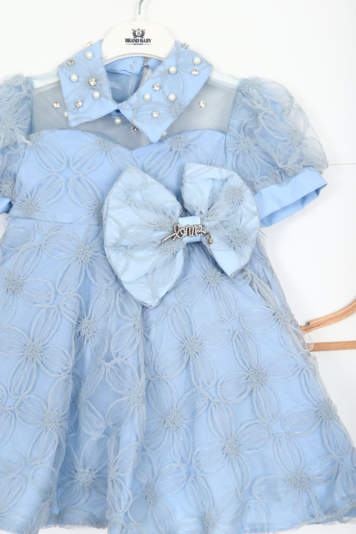 Kız Çocuk Elbise 2-6 Yaş 1713 Mavi - 3