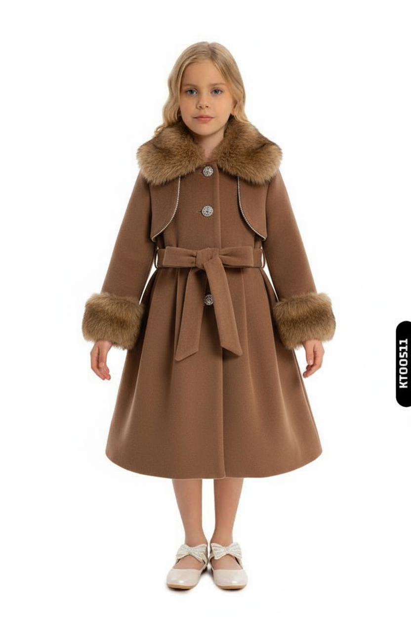 Kız Çocuk Elbise 6-10 Yaş 664 Bej - 1