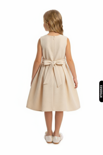Kız Çocuk Elbise 6-10 Yaş 664 Bej - 4
