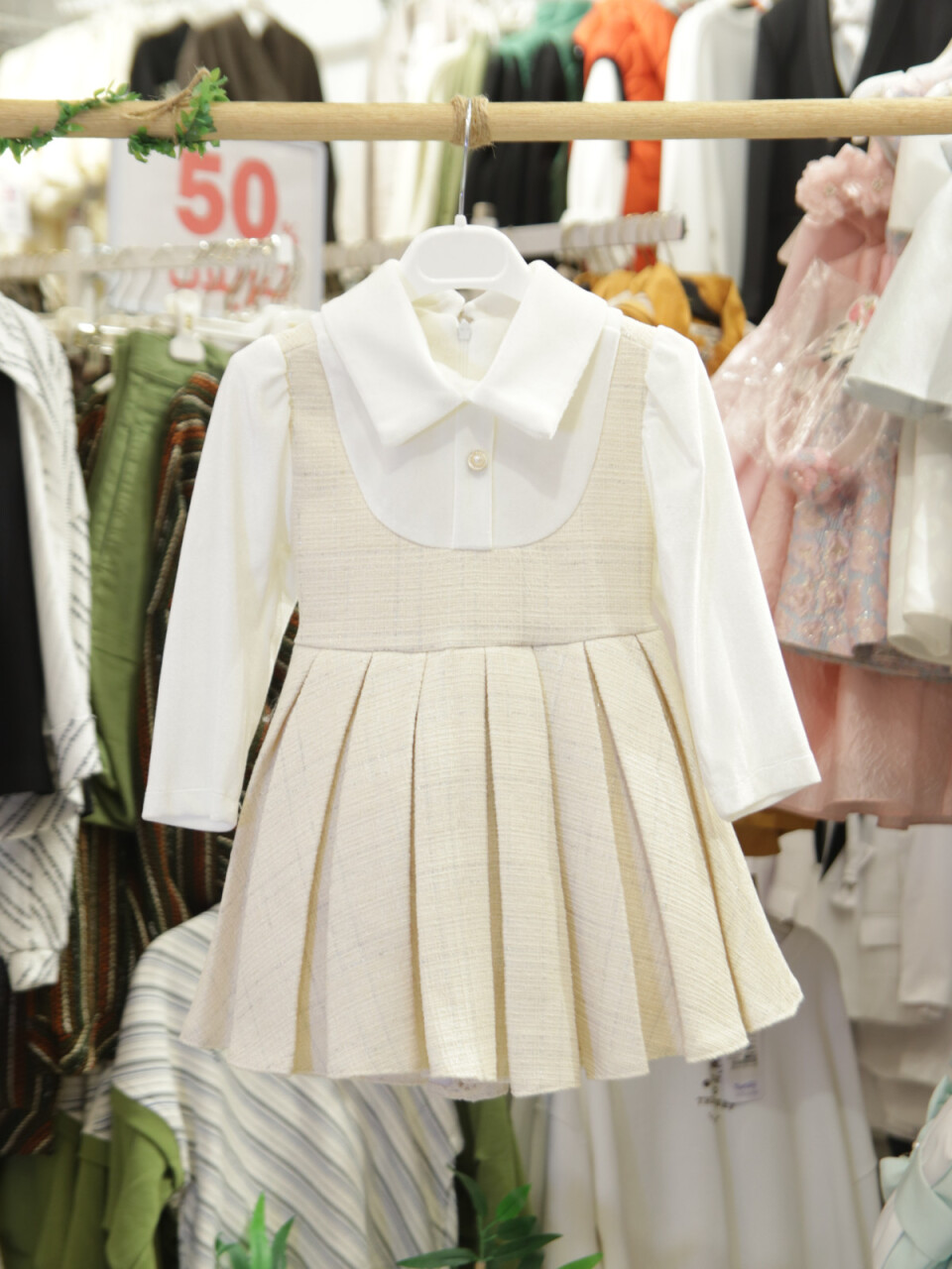 Kız Çocuk Elbise ve Kaban Takmı 2-6 Yaş 400 Kahve - 5