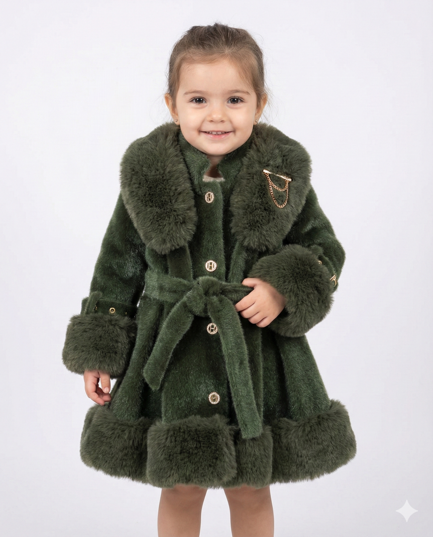 Kız Çocuk Elbise 2-6 Yaş 492 Haki - 1