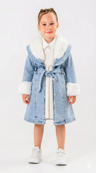 Kiz Çocuk Elbise 6-10 Yaş 527 Mavi - Brand Baby