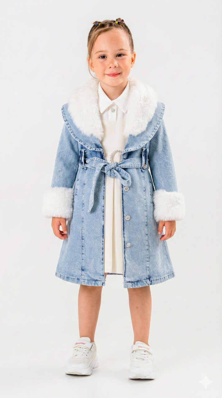 Kiz Çocuk Elbise 6-10 Yaş 527 Mavi - 1