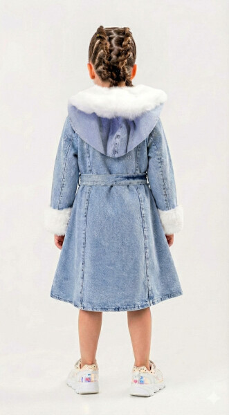 Kiz Çocuk Elbise 6-10 Yaş 527 Mavi - 2