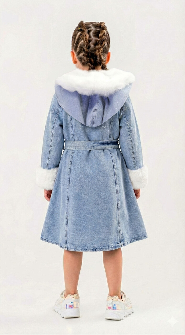 Kiz Çocuk Elbise 6-10 Yaş 527 Mavi - 2