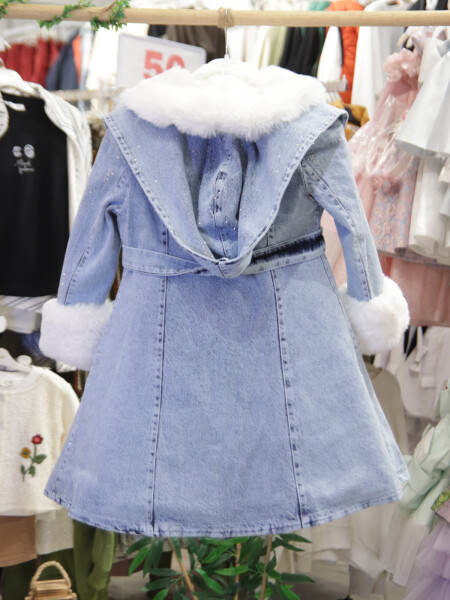 Kiz Çocuk Elbise 6-10 Yaş 527 Mavi - 4