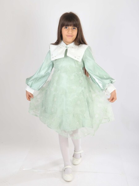 Kız Çocuk Elbise 7-11 Yaş 2709 Yeşil - Bravo Kids