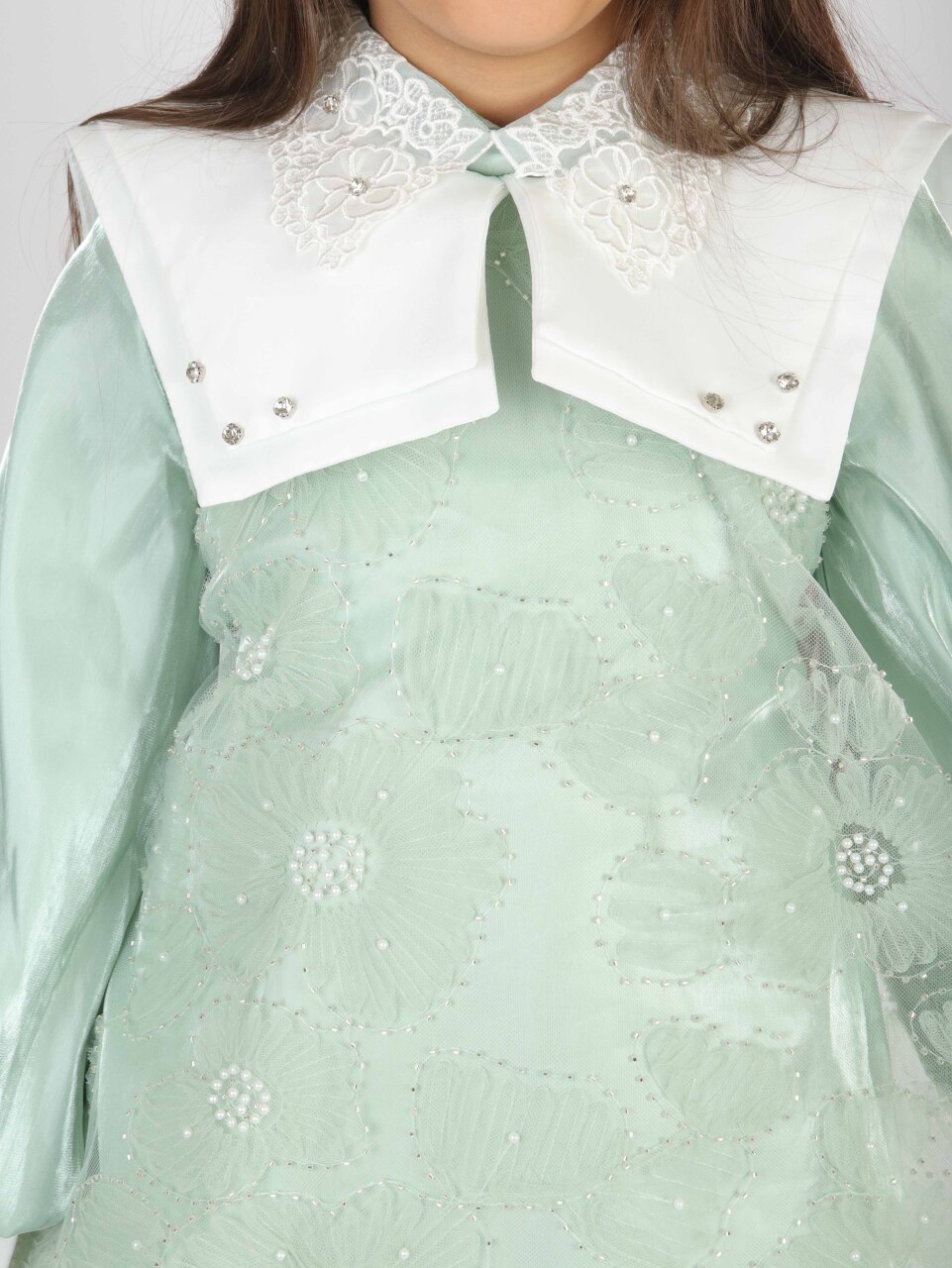 Kız Çocuk Elbise 7-11 Yaş 2709 Yeşil - 4