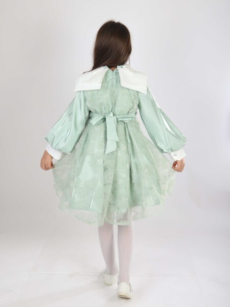 Kız Çocuk Elbise 7-11 Yaş 2709 Yeşil - 6